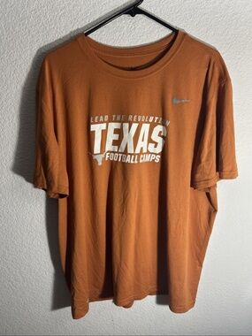 Nike Dri Fit Texas Longhorns Football Camps Tee Orange Double Sided Hand Men XXL